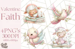 Christian Faith Clipart PNG, Angels Doves Lambs With Crosses Product Image 1