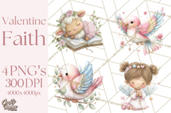 Christian Faith Clipart PNG, Angels Doves Lambs With Crosses Product Image 1