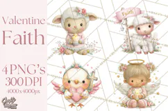 Christian Faith Clipart PNG, Angels Doves Lambs With Crosses Product Image 1