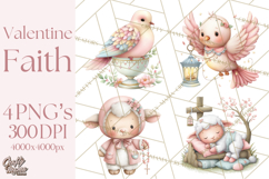 Christian Faith Clipart PNG, Angels Doves Lambs With Crosses Product Image 1