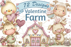 Valentine Farm Clipart PNG, Barnyard Valentine Props, Kids Product Image 2