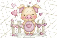 Valentine Farm Clipart PNG, Barnyard Valentine Props, Kids Product Image 5
