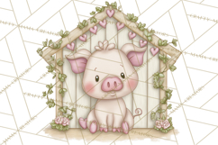 Valentine Farm Clipart PNG, Barnyard Valentine Props, Kids Product Image 2