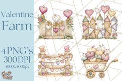 Valentine Farm Clipart PNG, Barnyard Valentine Props, Kids Product Image 1
