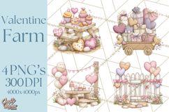 Valentine Farm Clipart PNG, Barnyard Valentine Props, Kids Product Image 1