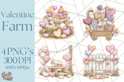Valentine Farm Clipart PNG, Barnyard Valentine Props, Kids Product Image 1