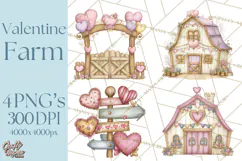 Valentine Farm Clipart PNG, Barnyard Valentine Props, Kids Product Image 1