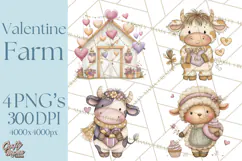 Valentine Farm Clipart PNG, Barnyard Valentine Props, Kids Product Image 1