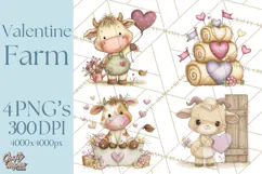 Valentine Farm Clipart PNG, Barnyard Valentine Props, Kids Product Image 1