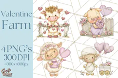 Valentine Farm Clipart PNG, Barnyard Valentine Props, Kids Product Image 1