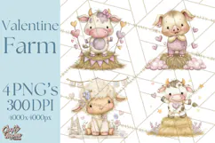 Valentine Farm Clipart PNG, Barnyard Valentine Props, Kids Product Image 1