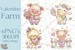Valentine Farm Clipart PNG, Barnyard Valentine Props, Kids Product Image 1
