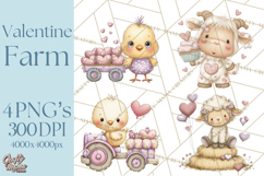 Valentine Farm Clipart PNG, Barnyard Valentine Props, Kids Product Image 1