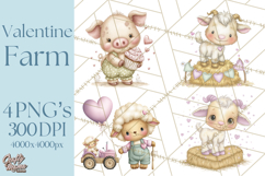 Valentine Farm Clipart PNG, Barnyard Valentine Props, Kids Product Image 1