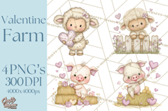 Valentine Farm Clipart PNG, Barnyard Valentine Props, Kids Product Image 1