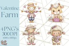 Valentine Farm Clipart PNG, Barnyard Valentine Props, Kids Product Image 1