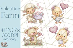 Valentine Farm Clipart PNG, Barnyard Valentine Props, Kids Product Image 1