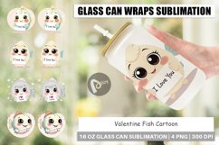 Glass Can Wraps Valentine Fish Cartoon Product Image 1