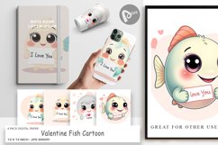 Digital Paper Valentine Fish Cartoon Product Image 1