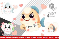 Valentine Fish Cartoon Clipart Product Image 1
