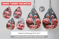 Earring teardrop sublimation design Valentine Flamingo Bird Product Image 1
