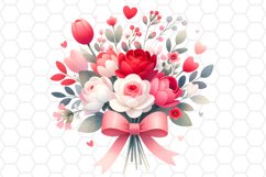 Valentine Flower Bouquet Watercolor Clipart Sublimation