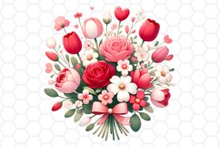 Valentine Flower Bouquet Watercolor Cliparts Sublimation