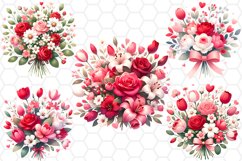 Valentine Flower Bouquet Watercolor Cliparts Sublimation