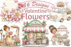 Valentine Flower Market Clipart PNG Romantic Bouquets Product Image 1