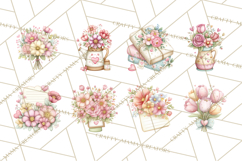 Valentine Flower Market Clipart PNG Romantic Bouquets Product Image 3