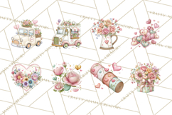 Valentine Flower Market Clipart PNG Romantic Bouquets Product Image 8