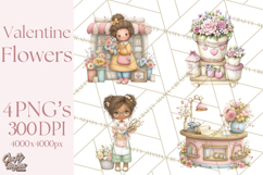 Valentine Flower Market Clipart PNG Romantic Bouquets Product Image 1