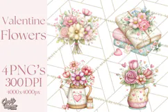 Valentine Flower Market Clipart PNG Romantic Bouquets Product Image 1