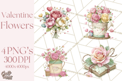 Valentine Flower Market Clipart PNG Romantic Bouquets Product Image 1
