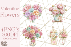 Valentine Flower Market Clipart PNG Romantic Bouquets Product Image 1