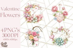 Valentine Flower Market Clipart PNG Romantic Bouquets Product Image 1
