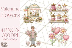 Valentine Flower Market Clipart PNG Romantic Bouquets Product Image 1