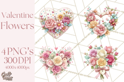 Valentine Flower Market Clipart PNG Romantic Bouquets Product Image 1