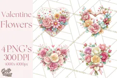 Valentine Flower Market Clipart PNG Romantic Bouquets Product Image 1