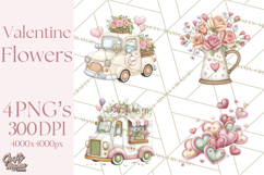 Valentine Flower Market Clipart PNG Romantic Bouquets Product Image 1