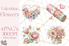 Valentine Flower Market Clipart PNG Romantic Bouquets Product Image 1