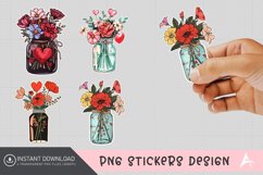 Valentine Flowers in Jar Sticker Clipart Product Image 1