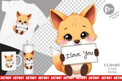 Valentine Fox Cartoon Clipart Product Image 1
