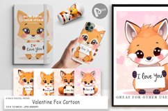 Digital Paper Valentine Fox Cartoon Product Image 1