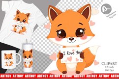 Valentine Fox Cartoon Clipart Product Image 1