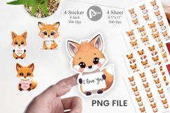Valentine Fox Cartoon Sticker Product Image 1
