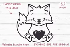 Valentine  Fox with Heart and Flowers SVG Cut File