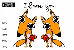 Valentine Svg Foxes with hearts, I love you shirt design Product Image 2