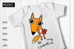 Valentine Svg Fox with heart, I love you shirt design Product Image 1