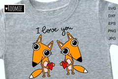 Valentine Svg Foxes with hearts, I love you shirt design Product Image 1